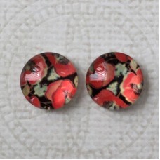 12mm Art Glass Backed Cabochons - Maple Leaf Series 1 - Per Pair