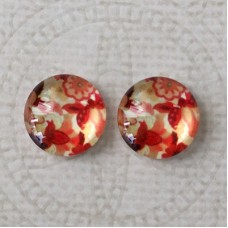 12mm Art Glass Backed Cabochons - Maple Leaf Series 10 - Per Pair
