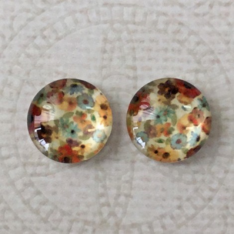 12mm Art Glass Backed Cabochons - Maple Leaf Series 12 - Per Pair