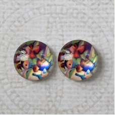 12mm Art Glass Backed Cabochons - Maple Leaf Series 3 - Per Pair