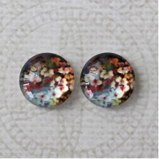 12mm Art Glass Backed Cabochons - Maple Leaf Series 4 - Per Pair
