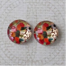 12mm Art Glass Backed Cabochons - Maple Leaf Series 9 - Per Pair