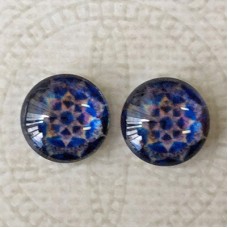 12mm Art Glass Backed Cabochons - Symmetry Design 3 - Per Pair