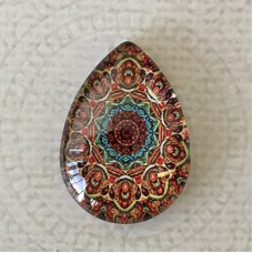 18x25mm Art Glass Backed Teardrop Cabochons - Mandala 2 - each