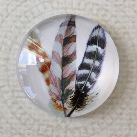 25mm Art Glass Backed Cabochons - Plume Feathers 1 - Each