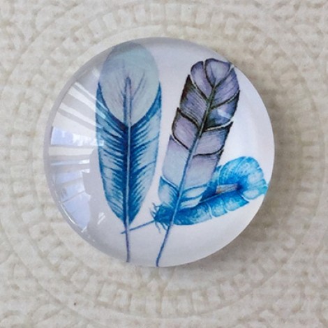 25mm Art Glass Backed Cabochons - Plume Feathers 10 - Each