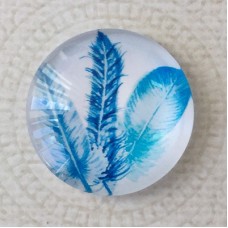 25mm Art Glass Backed Cabochons - Plume Feathers 11 - Each
