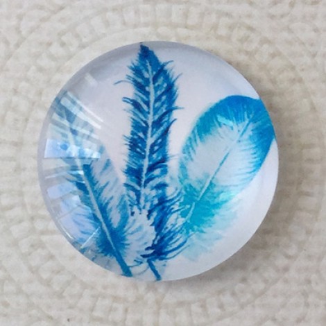 25mm Art Glass Backed Cabochons - Plume Feathers 11 - Each