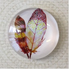 25mm Art Glass Backed Cabochons - Plume Feathers 2 - Each