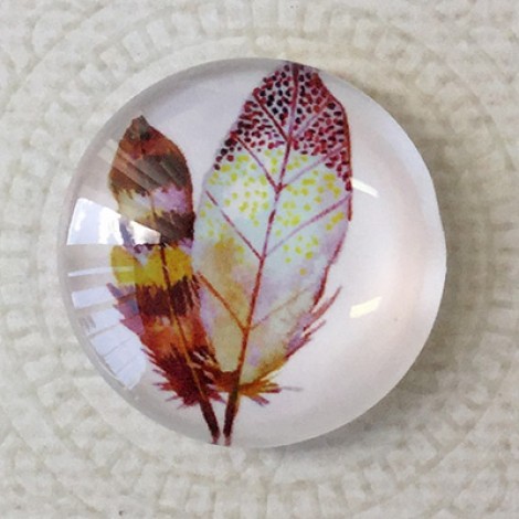 25mm Art Glass Backed Cabochons - Plume Feathers 2