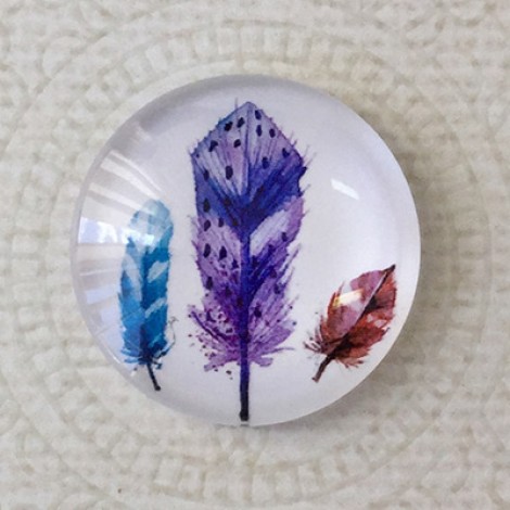 25mm Art Glass Backed Cabochons - Plume Feathers 5 - Each
