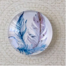 25mm Art Glass Backed Cabochons - Plume Feathers 6 - Each