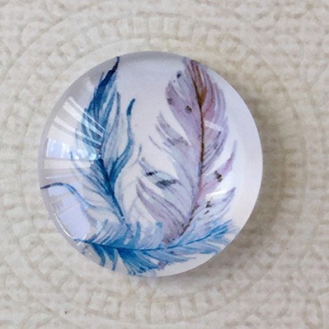 25mm Art Glass Backed Cabochons - Plume Feathers 6 - Each
