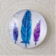 25mm Art Glass Backed Cabochons - Plume Feathers 7 - Each
