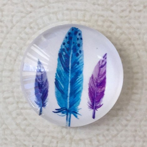 25mm Art Glass Backed Cabochons - Plume Feathers 7 - Each
