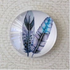 25mm Art Glass Backed Cabochons - Plume Feathers 8 - Each