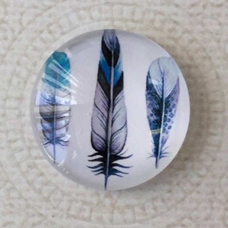 25mm Art Glass Backed Cabochons - Plume Feathers 9 - Each