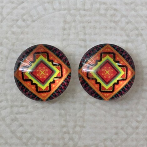 12mm Art Glass Backed Cabochons - Turkish Design 1 - Per Pair