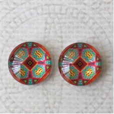 12mm Art Glass Backed Cabochons - Turkish Design 11 - Per Pair
