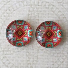 12mm Art Glass Backed Cabochons - Turkish Design 12 - Per Pair