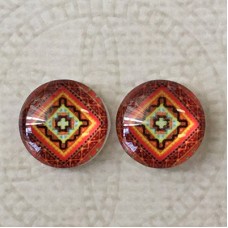 12mm Art Glass Backed Cabochons - Turkish Design 2 - Per Pair