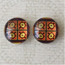 12mm Art Glass Backed Cabochons - Turkish Design 3 - Per Pair