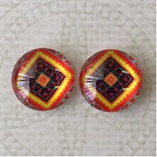 12mm Art Glass Backed Cabochons - Turkish Design 4 - Per Pair