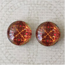 12mm Art Glass Backed Cabochons - Turkish Design 5 - Per Pair