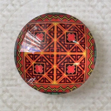 20mm Art Glass Round Cabochons - Turkish Design 1 - Each 20mm Art Glass Round Cabochons - Turkish Design 1 - Each