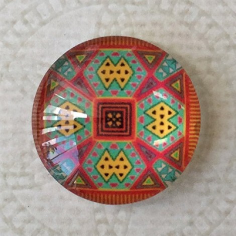 20mm Art Glass Round Cabochons - Turkish Design 10 - Each 20mm Art Glass Round Cabochons - Turkish Design 10 - Each