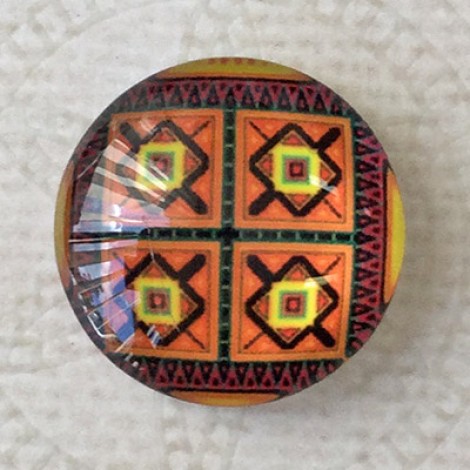 20mm Art Glass Round Cabochons - Turkish Design 2 - Each 20mm Art Glass Round Cabochons - Turkish Design 2 - Each