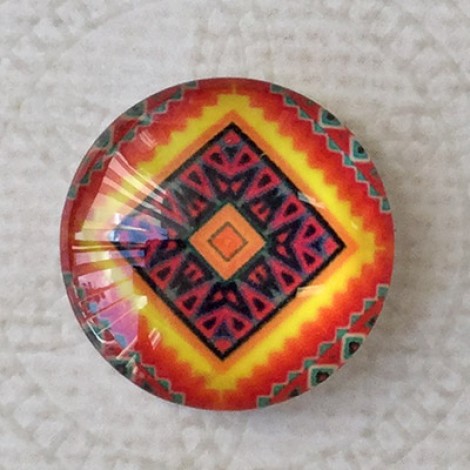 20mm Art Glass Round Cabochons - Turkish Design 3 - Each 20mm Art Glass Round Cabochons - Turkish Design 3 - Each