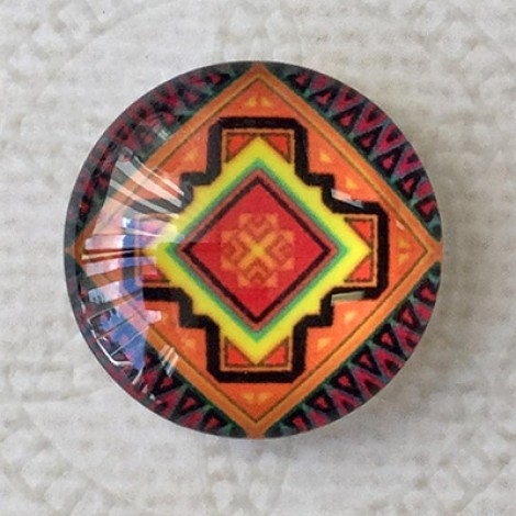 20mm Art Glass Round Cabochons - Turkish Design 5 - Each 20mm Art Glass Round Cabochons - Turkish Design 5 - Each