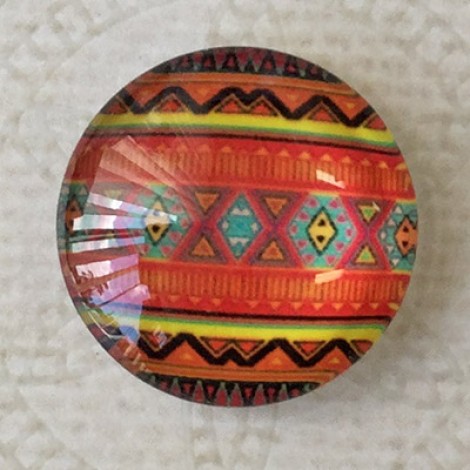 20mm Art Glass Round Cabochons - Turkish Design 6 - Each 20mm Art Glass Round Cabochons - Turkish Design 6 - Each
