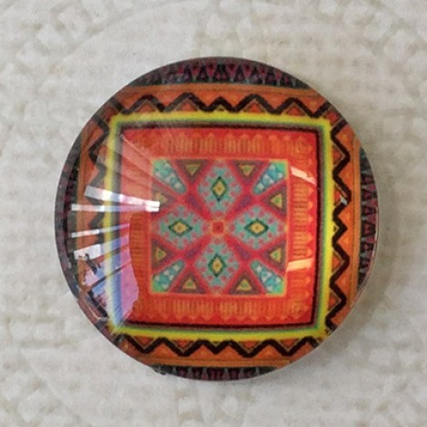 20mm Art Glass Round Cabochons - Turkish Design 8 - Each 20mm Art Glass Round Cabochons - Turkish Design 8 - Each