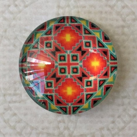 20mm Art Glass Round Cabochons - Turkish Design 9 - Each 20mm Art Glass Round Cabochons - Turkish Design 9 - Each