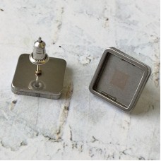 10mm ID Square Surgical Stainless Steel Earpost Cab Settings w-Bullet Clutch - Per Pair