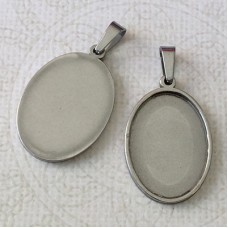 18x25mm ID Oval Stainless Steel Bezel Pendant Setting - Each