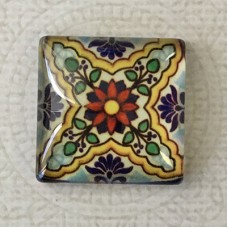 25mm Art Glass Backed Square Cabochons - Tile Design 1 - Each