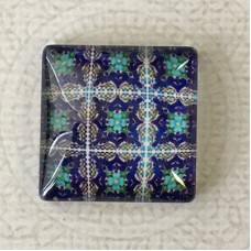 25mm Art Glass Backed Square Cabochons - Tile Design 11 - Each