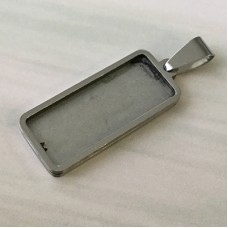 10x25mm ID 304 Stainless Steel High Quality Rectangle Bezel Pendant Setting with Bail - Each