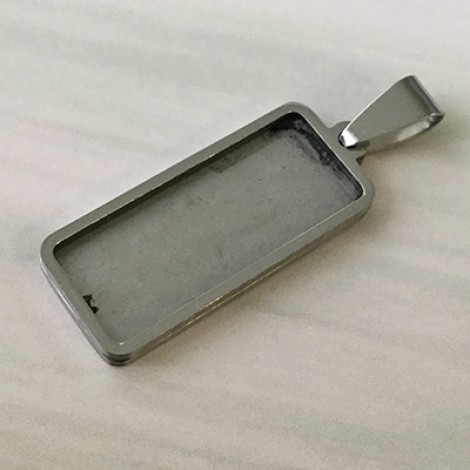 10x25mm ID 304 Stainless Steel High Quality Rectangle Bezel Pendant Setting with Bail
