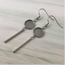 12mm ID 304 Stainless Steel Earring Bezel Settings with 25mm drop - Per Pair