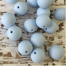 15mm Baby-Safe Silicone Round Beads - Pale Blue - Pack of 3