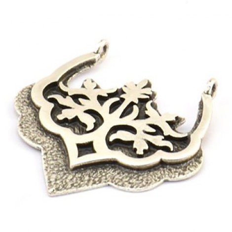 31x32mm Antique Silver Plated Brass Ethnic Pendants with 2 Loops - Each