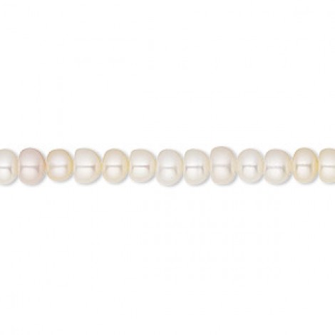 4.5-5mm White Lotus Cultured Button Pearls - 16" strand