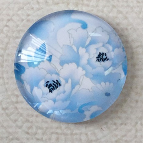 25mm Art Glass Backed Cabochons - Pastel Flowers 7 - Each 25mm Art Glass Backed Cabochons - Pastel Flowers 7 - Each