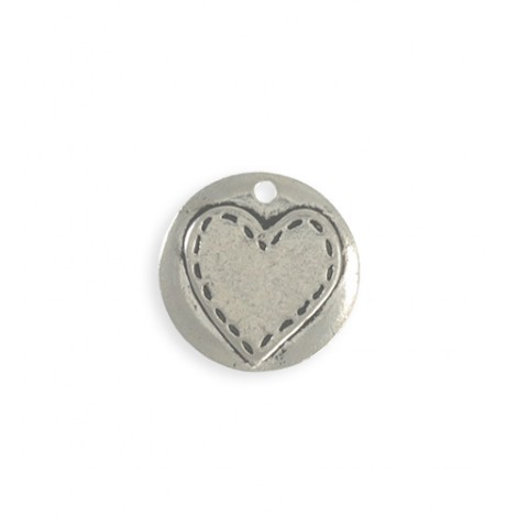 20mm Vintaj Stitched Heart Pendant - Antique Artisan Pewter - Each 20mm Vintaj Stitched Heart Pendant - Antique Artisan Pewter - Each