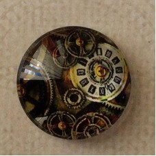 20mm Art Glass Round Cabochons - Steampunk Design 13 - Each