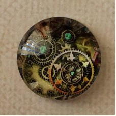 20mm Art Glass Round Cabochons - Steampunk Design 15 - Each